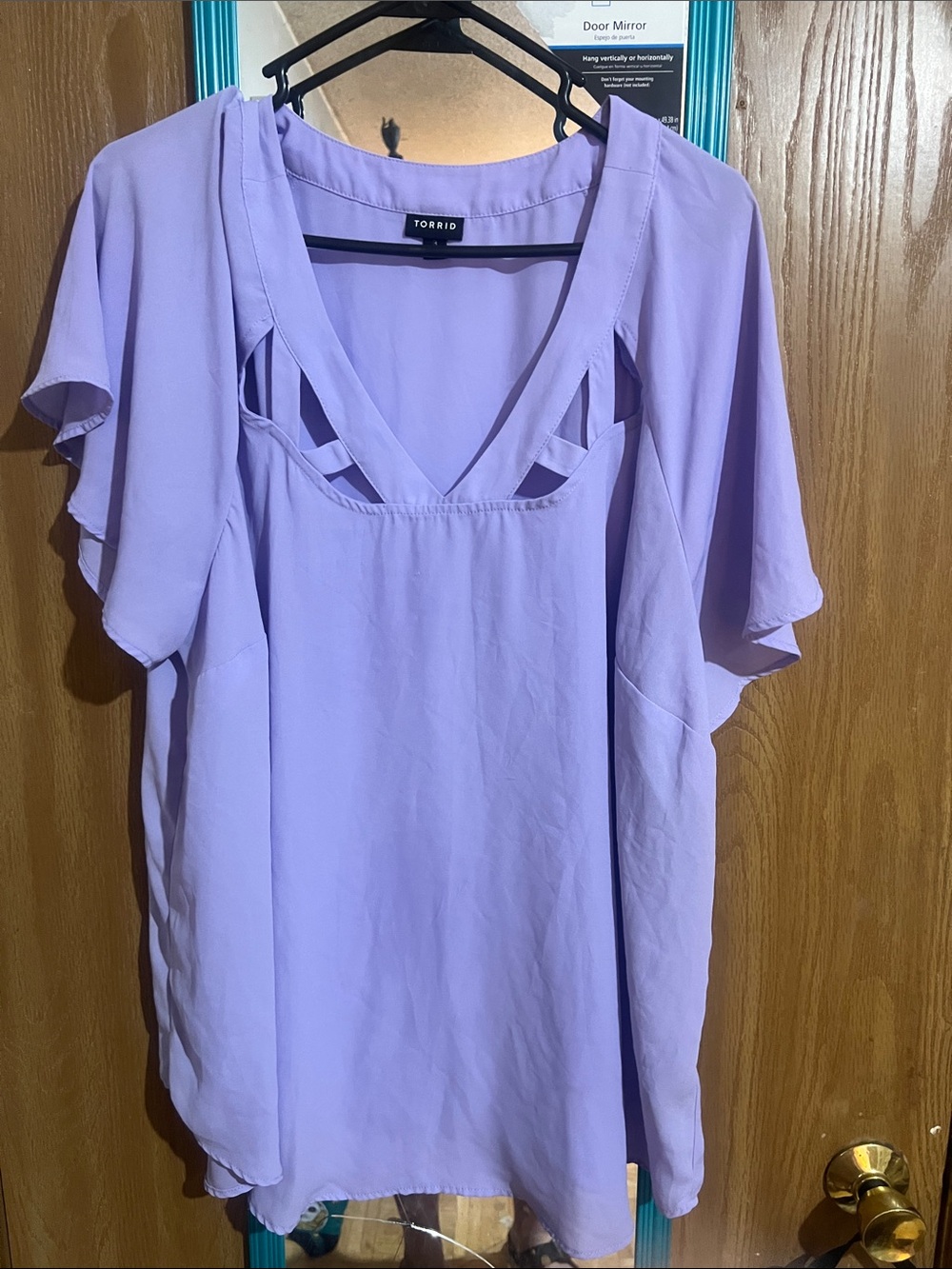 torrid Lavender V-Neck Cutout Flutter Sleeve Blouse